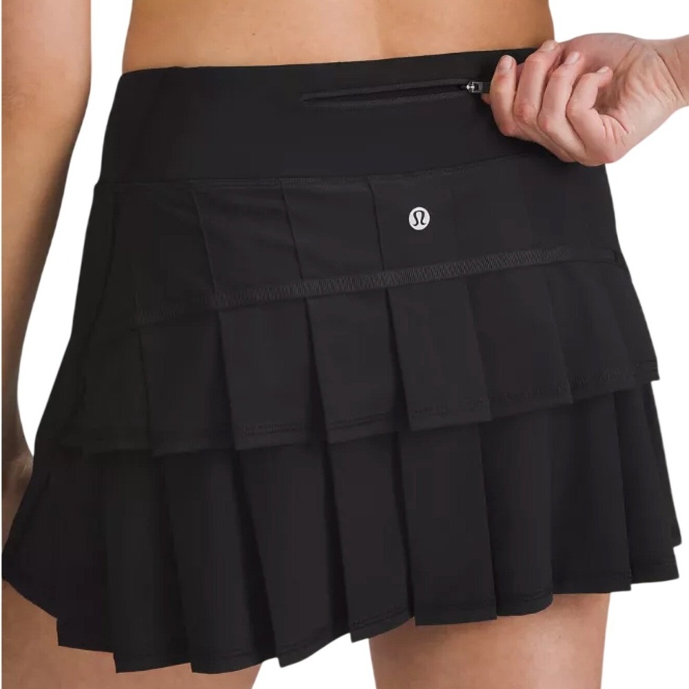 Lululemon Pace Setter Skort Tall Black Pleated Tennis Running Golf SIZE 8 TALL